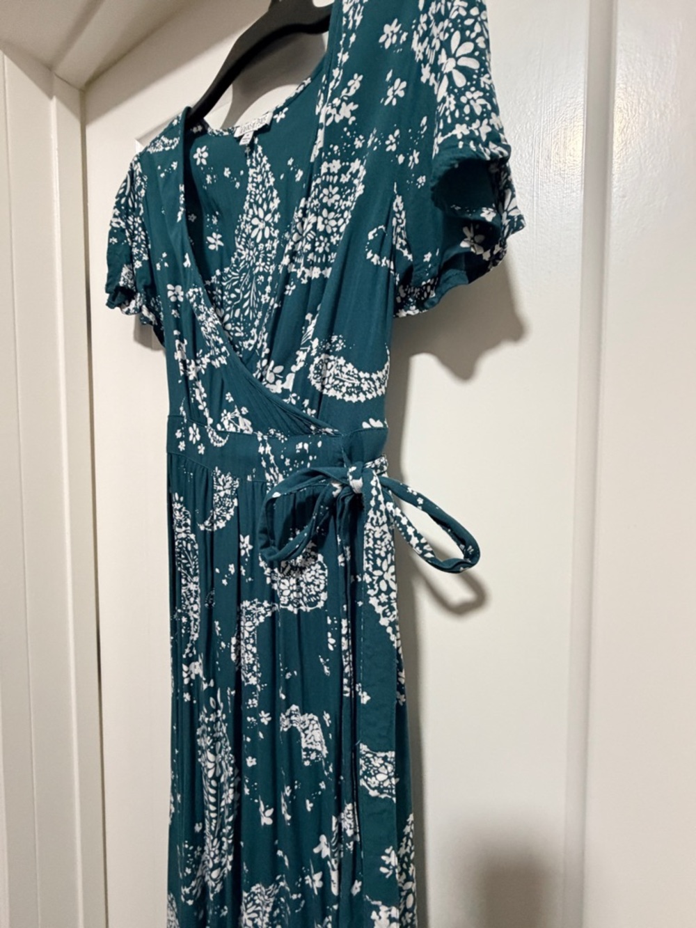 Patrons of Peace Teal Paisley Wrap Maxi Dress - Picture 3 of 4